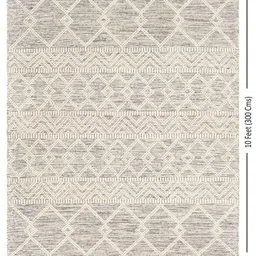 Off White Geometrical Wool 8 ft x 10 ft Hand Woven Carpet by Surya Living image 2