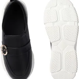 evoltar Synthetic solid color buckle ornamented Moccasin slip on sneaker shoes for women Slip On Sneakers For Women image 4