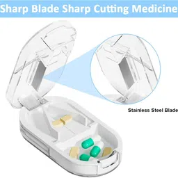 elephantboat 3 in 1 Portable Pill Storage Organizer with Medicine Box and Pill Tablet Cutter Portable Medicine Organizer Box with Cutter for Tablets Manual Pill Splitter/Crusher image 4