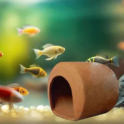 jainsons pet products Earthenware Hut Ornament for Aquarium Hideout Hideaway Spawning Cave Decor River Rock Unplanted Substrate-picture-11