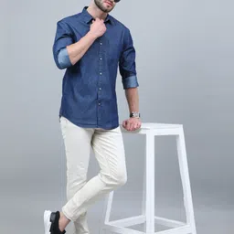 regrowth Men Regular Fit Solid Casual Shirt image 5