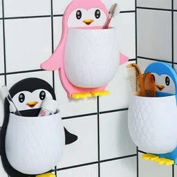 shreejee Plastic Penguin Design Wall Mounted Storage Organizer for Bathroom/Kitchen Etc x3.298 Storage Basket image 4