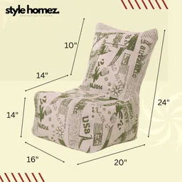 style homez Large CANVAS CLASSIC CHAIR, Cotton Abstract Printed Bean Bag Chair With Bean Filling image 3