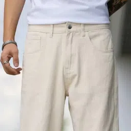 estrorax Men Straight Fit Mid Rise White Jeans image 4
