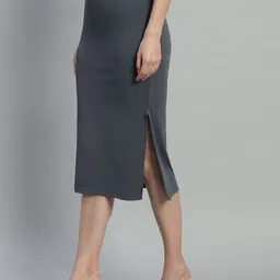 doil domec Women Solid Pencil Grey Skirt-picture-10