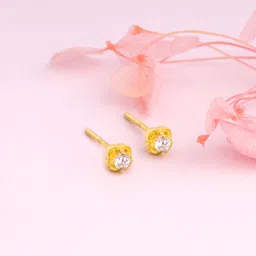 Sterling Silver Golden Mini Floral Earrings For Womens and Girls Zircon Sterling Silver Stud Earring-image-38