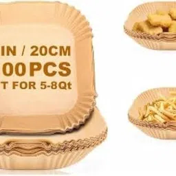 bazaarnest Pack Of 100 Say Goodbye to Scrubbing – Square Air Fryer Paper Trays Airfryer Tray-picture-25