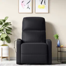 Milos Leatherette 1 Seater Recliner In Black Colour With Massager-image-34