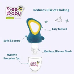 beebaby Fresh Food & Fruit Silicone Nibbler with Extra Silicone Mesh (Blue) Teether and Feeder image 4