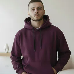 why not Men Full Sleeve Solid Hooded Sweatshirt image 4
