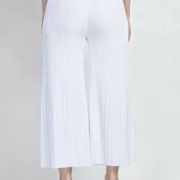 irha Women Relaxed Green, White Polyester Trousers image 2