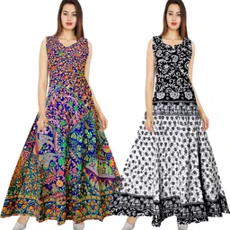 houseofcommon Animal Print Pure Cotton Stitched Anarkali Gown image 1