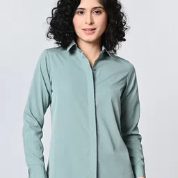 otira Women Regular Fit Solid Spread Collar Casual Shirt-picture-11