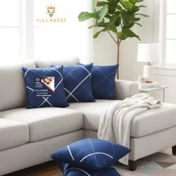 villagers Premium Cushion Set | (16x16 inch) Polyester Fibre Abstract Cushion Pack of 5 image 1