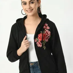 fasanger Women Full Sleeve Floral Print Hooded Sweatshirt-picture-18