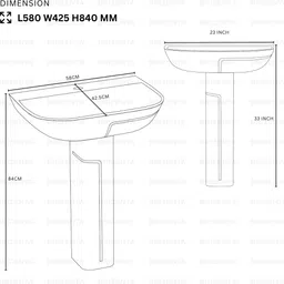 brizenta WBP301 WBP301 Pedestal Basin image 2