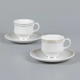 cdi Clair 200ml White & Silver Bone China (Set of 12) Tea Cup & Saucer Set image 3