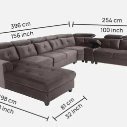 woodsworth from pepperfry Impero Velvet Corner Sofa in Fossil Grey Colour in C Shape image 2