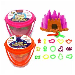 rabbit Magic Sand 2 Buckets 1kg (Orange & Pink) Creative Sand for Kids 20 Toys-picture-10