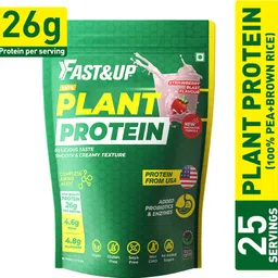 fast&up Plant Protein Powder - 31g Vegan (Pea + Brown Rice), 6g BCAA & Digestive Enzymes Plant-Based Protein image 1