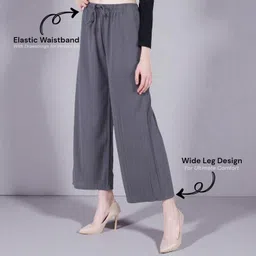 nelwin ji Pack of 2 Women Flared White, Grey Polycotton Trousers image 3