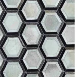 dazzhome Grey & Black Hair On Leather Geometrical Hand Woven 8ftX10ft Carpet image 4