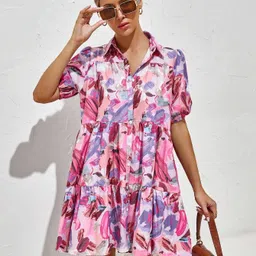 sugathari Women A-line Purple Knee Length Dress image 5