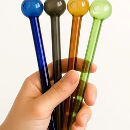 wishingbell natural Durable Borosilicate Oil Burner Pipe, 6" Multicolor (4 Pcs) - Best Glass Pipe Borosilicate Glass Outside Fitting Hookah Mouth Tip image 5