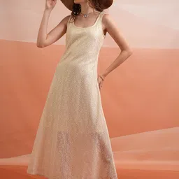 tokyo talkies Women Maxi Beige Ankle Length Dress image 1