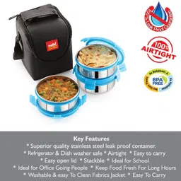 cello Steel Click-3-Plus 3 Containers Lunch Box image 4