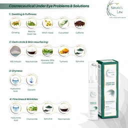 nature's law Under Eye hydro gel with Spirulina extract and Vitamin B3 for dark circles, puffiness and fine lines image 2