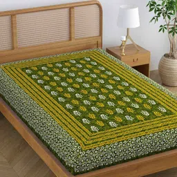 sheetkart Cotton Single Flat 144 TC Floral Bedsheet image 1
