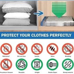 mikagigi Space Saver Compression Sealer Bags with Manual Pump Hanging Storage Vacuum Bags Travel Storage Vacuum Bags image 3
