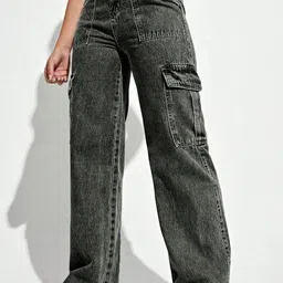 nucouths the style you love Women Loose Fit High Rise Grey Jeans image 4