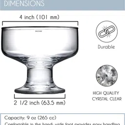 red-rubby Glass Dessert Bowl Crystal Glass Ice Cream Cups Multi-uses Serving Bowl for Falooda Sweet Friuts image 3