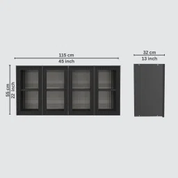 specialitypanels Aluminium Black Profile 4 Fluted Glass handless shutters Wall Cabinet in Slate Grey Finish image 3