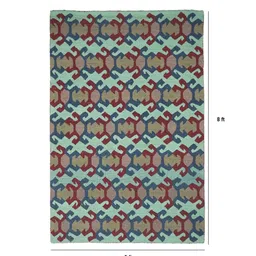 art india Blue Geometrical Wool and Cotton 5 x 8 Feet Hand tufted Carpet image 2