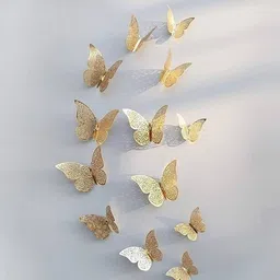 heylark hub 20 cm 12pcs 3D Home Decor Butterfly with Sticking Pad (Shimmer Golden, Set of 12) Double-sided Sticker-picture-11