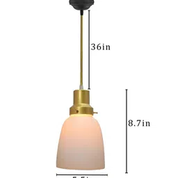 homesake Frost Bell Vintage Adjustable Hanging Pendant Light with White Frosted Glass Shade image 2