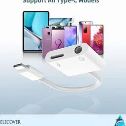 ELECOVER Gold Type C to 3.5mm Aux 2 in 1 Headphone AUX Splitter & Charging Converter Rose Gold Phone Converter image 3