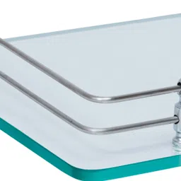 kaaple Glass Setup Box Stand for Home Wall Shelf 10 INCH With Steel Railing Bracket Wifi Router Shelves Multipurpose Shelf Rack Glass Wall Shelf (Number of Shelves - 1, Size-10x9 Inch ) Glass Wall Shelf image 4