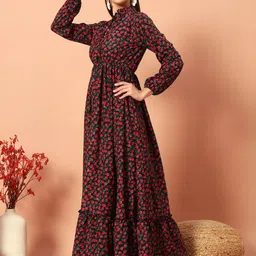 zwerlon Women A-line Black, Red Maxi/Full Length Dress image 5