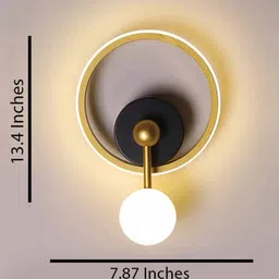 smartway lighting Bliss Round Gold And Black Metal Wall Lamp image 4