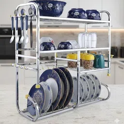 palomino Utensil Kitchen Rack Wall-Mount Stainless Steel Dish Rack with Utensil Holder | 24x24 Inch Steel image 4