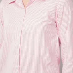swaggish Women Regular Fit Striped Spread Collar Casual Shirt image 4