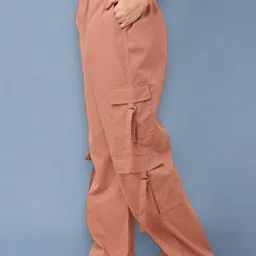 sqew High Waist Pants With 6-Pocket Loose Fit For Women Cargos image 4