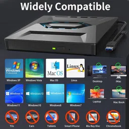 LINKKRAFT External CD DVD Drive for Laptop, USB C Portable CD/DVD +/-RW Burner External DVD Writer image 5