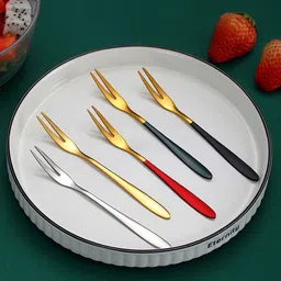 kooshlo Appetizer Small Forks Dessert Forks,2-Tine Portable Salad Fruit Forks for Part Stainless Steel Serving Fork Set image 4