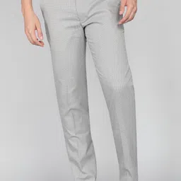 park avenue Men Slim Fit Grey Polyester Trousers image 1