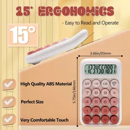 prsvike 00215 10 Digits, Large LCD Display, Big Buttons, Cute, Aesthetic, Gradient Pink BasicCalculator image 3